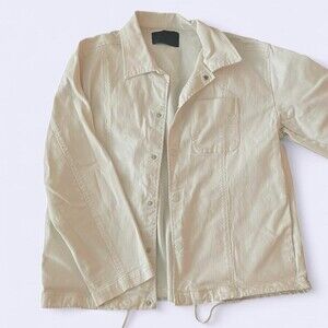 Cream Button Up Jacket With E 9 F 3